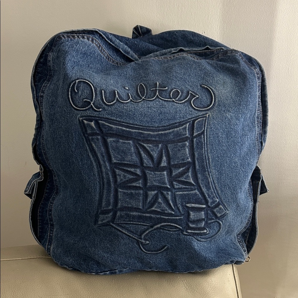 Vintage Embossed Quilter Denim Backpack Made in USA